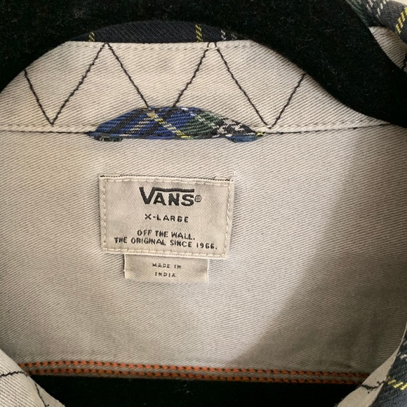 SOLD!Vans Off the Wall Blue Green Flannel Shirt XL - Picture 5 of 8